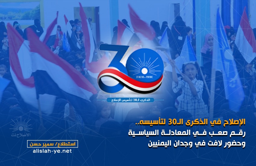 الإصلاح في الذكرى الـ30 لتأسيسه .. رقم صعب في المعادلة السياسية وحضور لافت في وجدان اليمنيين